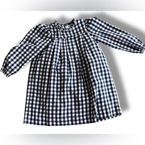 Busy Bees girl's Blue Navy Gingham Long Sleeve Detail Ruffle Neck Size 5